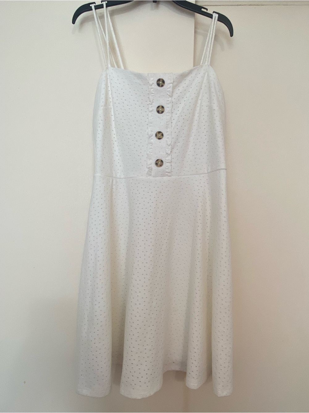 Speechless White Eyelet Sundress with Button Placket